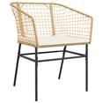 thumbnail image 4 of vidaXL 5 Piece Patio Dining Set with Cushions Brown Poly Rattan Glass, 4 of 10