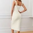 thumbnail image 5 of XIAOCHA Women's Striped Ribbed Gown Bodycon Slit Spaghetti Strap Square Neck Maxi Dress Stretchy Chic Casual Dresses, 5 of 8