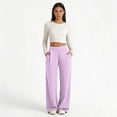 thumbnail image 5 of Ixbnca Women's Sports Pants Loose Pleated High Waist Pockets Yoga Pants Dressy Wide Leg Casual Business Trousers, 5 of 7