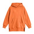 thumbnail image 6 of Qingpeng Big Kids Side Slit Hooded Pullover Top Longline Long Sleeve Sweatshirt with Front Pocket, 6 of 8