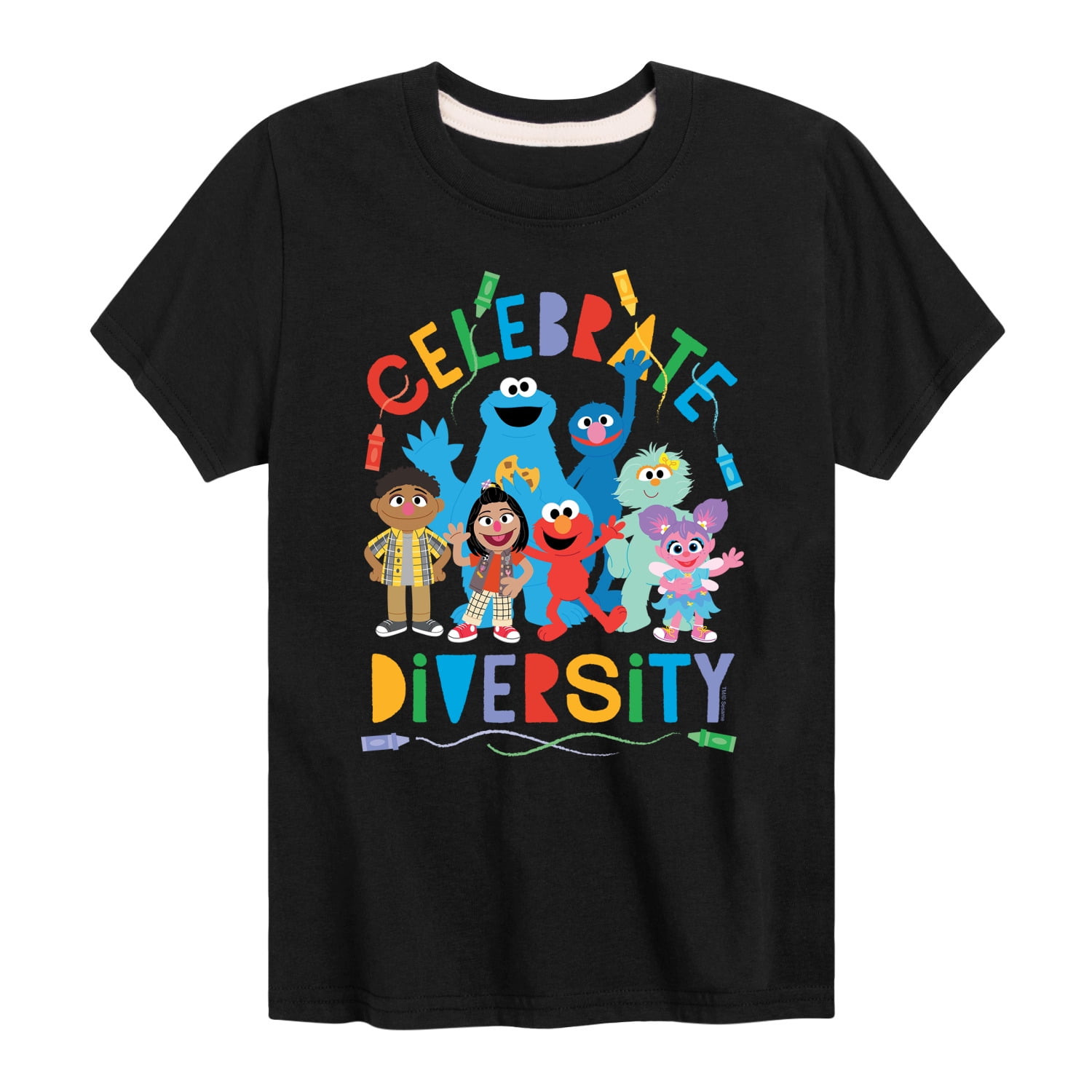 Sesame Street - Celebrate Diversity Crayons Short Sleeve Graphic T-Shirt