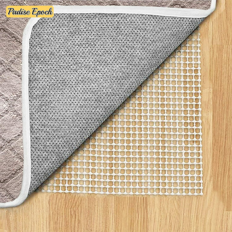 Non Slip Area Rug Pad 2.5 x 13 Ft. Carpet Hardwood Floors Anti Skid  Soundproof Under Felt Thin Runner Outdoor Central Rubber Cushioned Kitchen  Rug