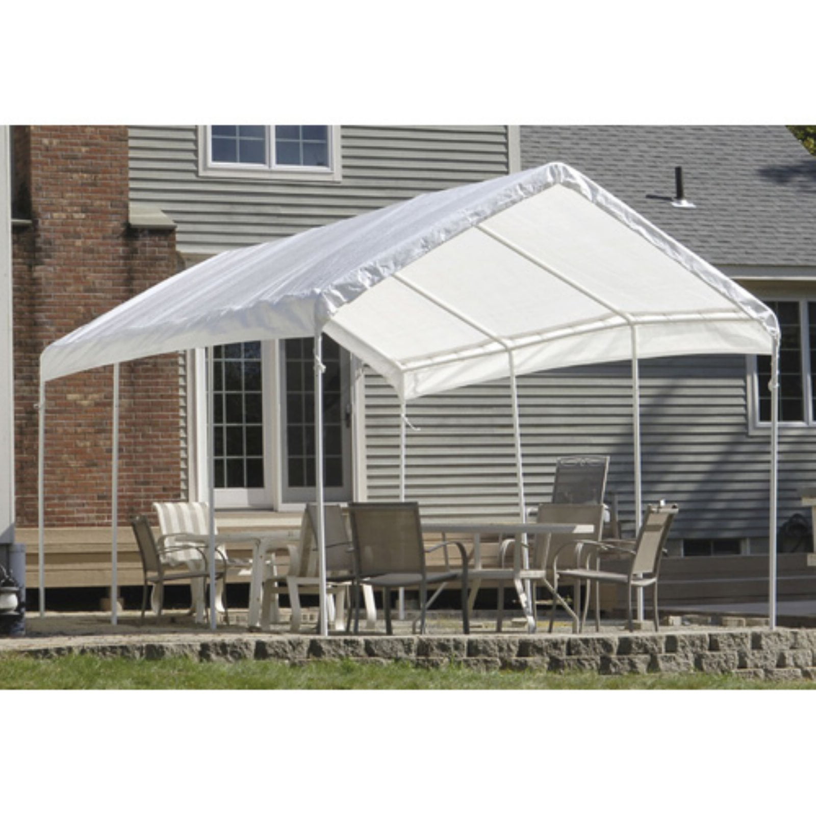 ShelterLogic Max AP Canopy Replacement Top Durable Tarp 10 x 20' White 3 Layers 