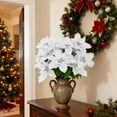 thumbnail image 4 of Elainilye Artificial Christmas Flowers 7 Forks Simulation Bouquet Flannel for Decoration, Silver Fake Flowers for Greenery and Potted Plants, Festive Holiday Centerpiece for Home, 4 of 8