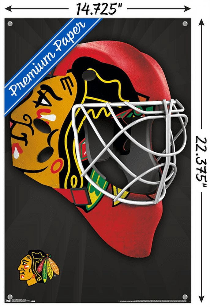NHL Chicago Blackhawks - Mask 16 Wall Poster with Push Pins, 14.725" x 22.375"