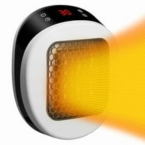 600W Heaters for Indoor Use, Small Space Heater with LED Display, Portable Heater with 12 Hour Timer, Wall Heater for Office Bathroom RV, Adjustable Thermostat - White