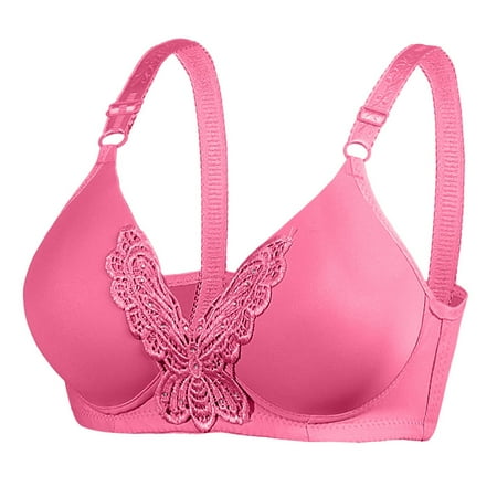 

njshnmn Women s Seamless Bra Women s All Day Comfort Bra No Wire Jacquard and Mesh Light Padded Bra Watermelon Red 42