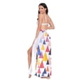thumbnail image 3 of FORMRS Womens Long Sarong Beach Wrap Semi-Sheer Bikini Skirt Bathing Swimsuit Cover Up, White Abstract Triangles, 3 of 7