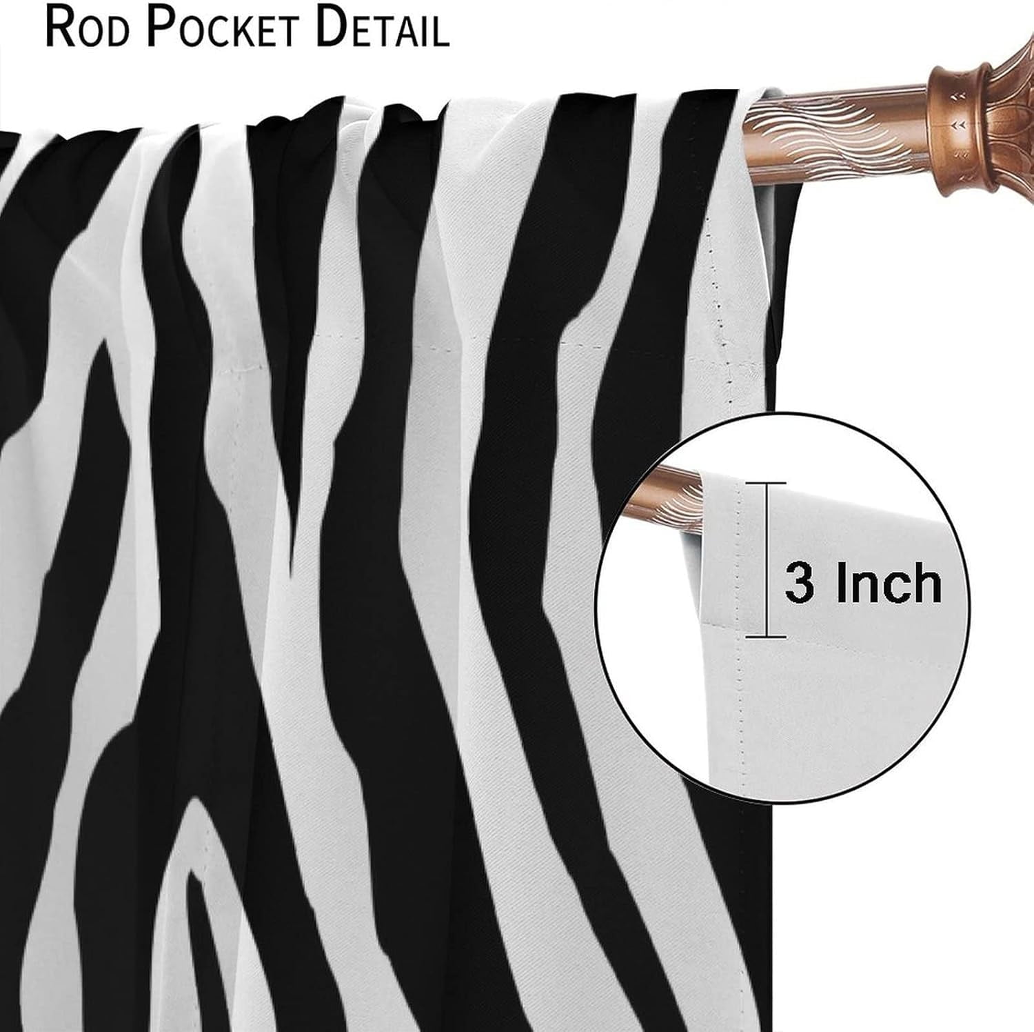 Animal Print Curtains Cow and Zebra Stripes Blackout Print Rod Pocket Window Drapes for Bedroom Living Room 52x84in