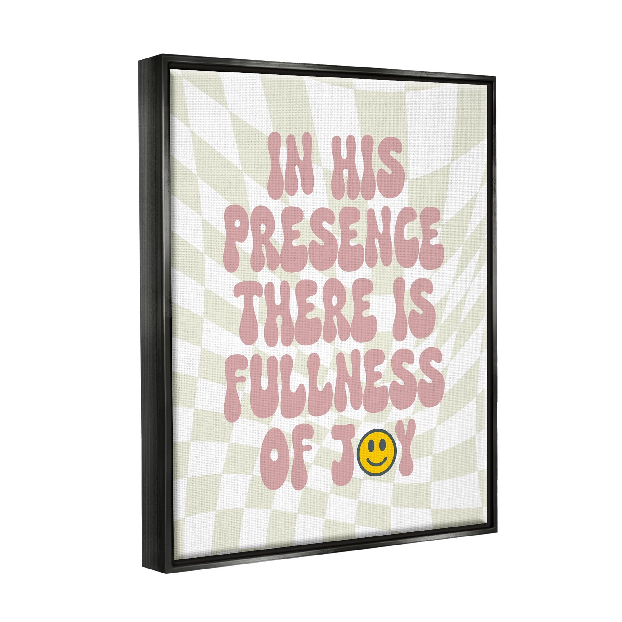 Stupell Industries Retro Religious Patterned Inspirational Painting Black Floater Framed Canvas Art Print Wall Art, 25 x 31