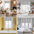 thumbnail image 5 of Black Grey Botanical Kitchen Curtain Valances for Windows Farmhouse Short Curtains, Pastoral Spring Summer Leaf Aesthetics Rod Pocket Valance Curtain for Bedroom Cafe Living Room, 5 of 8