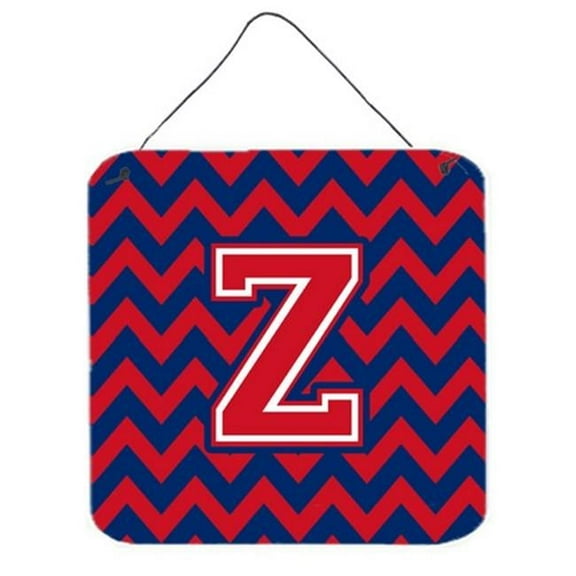 Letter Z Chevron Yale Blue & Crimson Wall or Door Hanging Prints