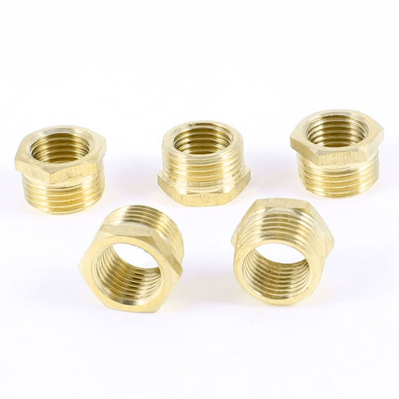 Unique Bargains 5Pcs Brass 3/8"PT x 1/4"PT Male to Female Thread Hose Pipe Couplers Fittings