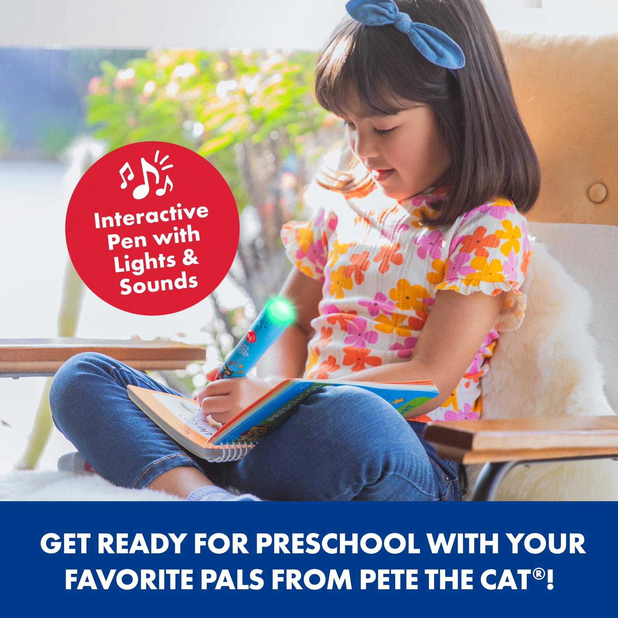 Educational Insights Hot Dots Pete The Cat Preschool Reading and Math Workbook, 2-Piece Set, Ages 4+