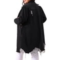 thumbnail image 3 of Agnes Orinda Women's Plus Size Jean Jacket Distressed Long Sleeve Oversized Denim Trucker Coat 2X Black, 3 of 6