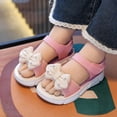 thumbnail image 4 of Girls Bow Rhinestone Sandals Non-Slip Kids Little Kid Adjustable Summer Open Toe Sandals Pink,Size 8, 4 of 7
