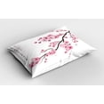 thumbnail image 2 of Ambesonne East Pillow Sham 2 Pack, Japanese Cherry Branch, 26"x20", Pink White, 2 of 3