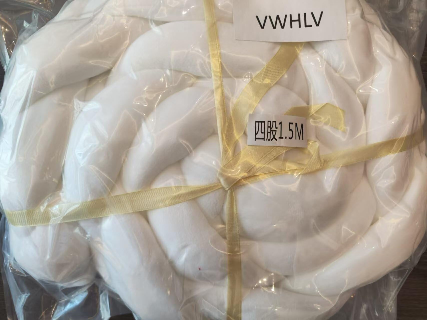 1 Piece handcrafted bed anti - bump rug. Wool yarn, home accent. Knitting & craft yarn. Cozy, soft, good for felting & cushions. Bulky, thick for DIY. (White - 2m)