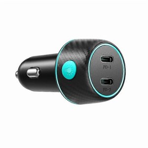 Chargeur de voiture rapide compatible 70W PD Adaptateur de charge Adapteur d'alimentation de voiture à deux ports avec léger_parfait Gift