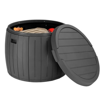 Zimtown 36gal Outdoor Garden Plastic Storage Deck Box Round Thickened Deck Box for Patio