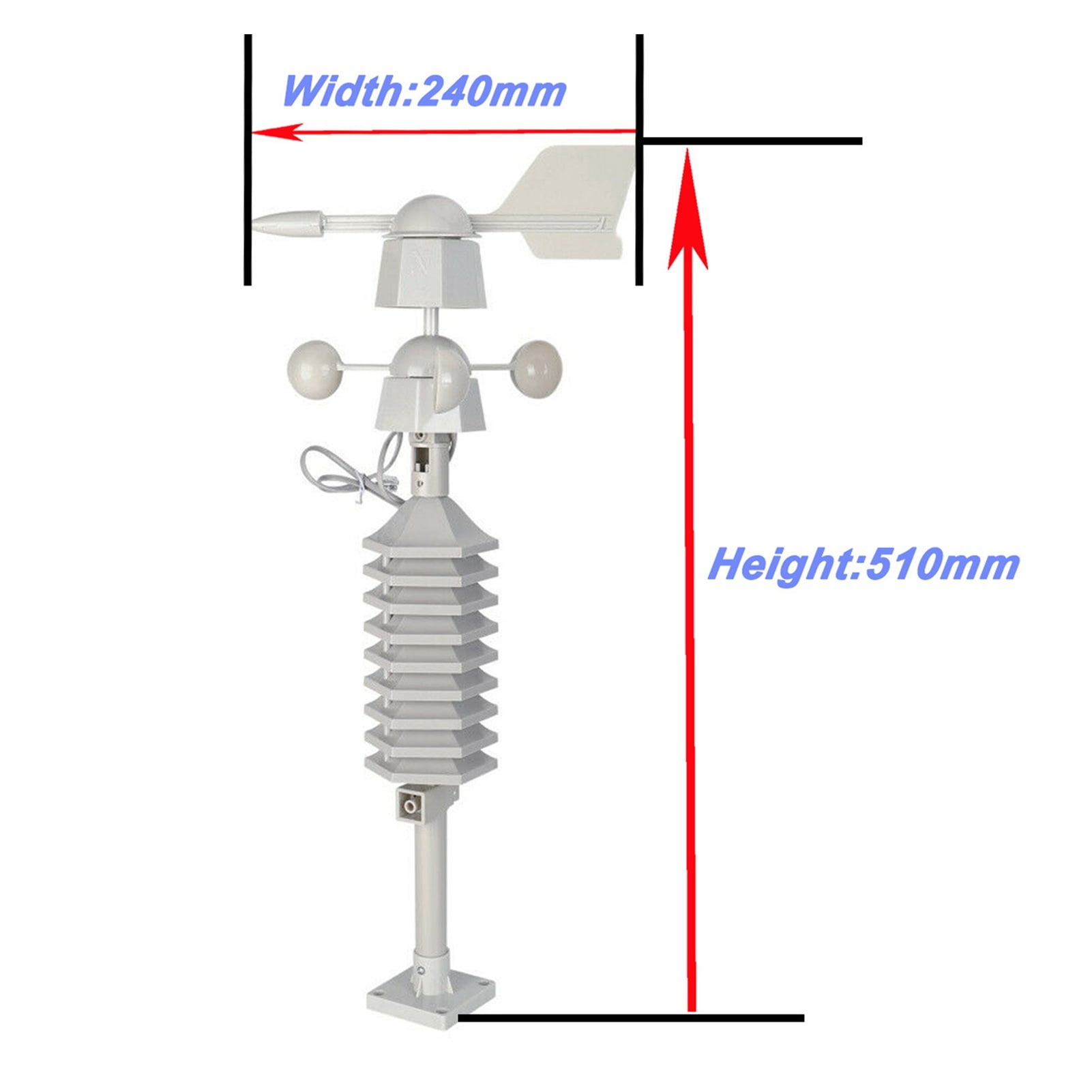 Wireless Weather Station Anemometer Wind Speed Direction Sensor Meteorometer Digital Wind Chill Temperature Humidity Meter ,Easy to Install