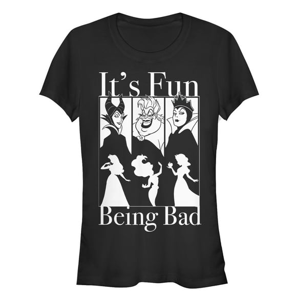 Junior's Disney Princesses Fun Being Bad Wicked Witches Graphic Tee Black Small