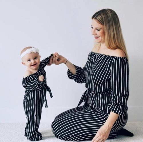 mother and daughter matching jumpsuits
