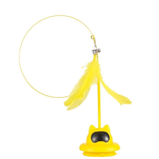 – Jouet pour Chat en Plumes Rétractable avec Ventouse – Jouet en Peluche pour Chats avec Angle et Hauteur Réglables pour Chats à l'Intérieur et Distributeur