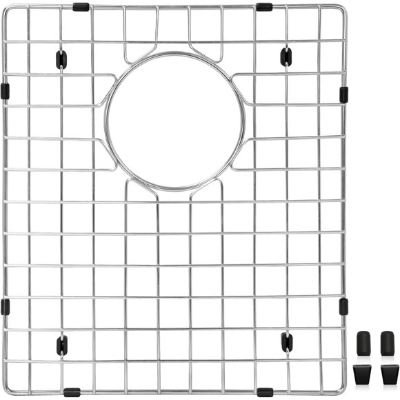 shiyou-Kitchen Sink Grid, 15"×13" Stainless Steel Bottom Grid Sink Protectors for Single or Double Bowl Sink, Non-Skid Sink Protectors for Kitchen Sink Protection Grid with Small Rounded Corner