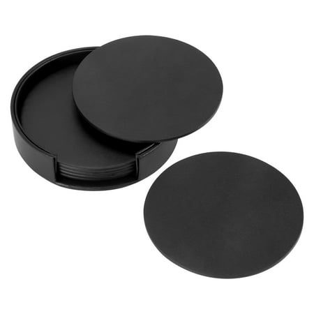 

6PCS PU Leather Marble Coaster Drink Coffee Cup Mat Easy to Clean Placemats Round Tea Pad Table Pad Holder -3