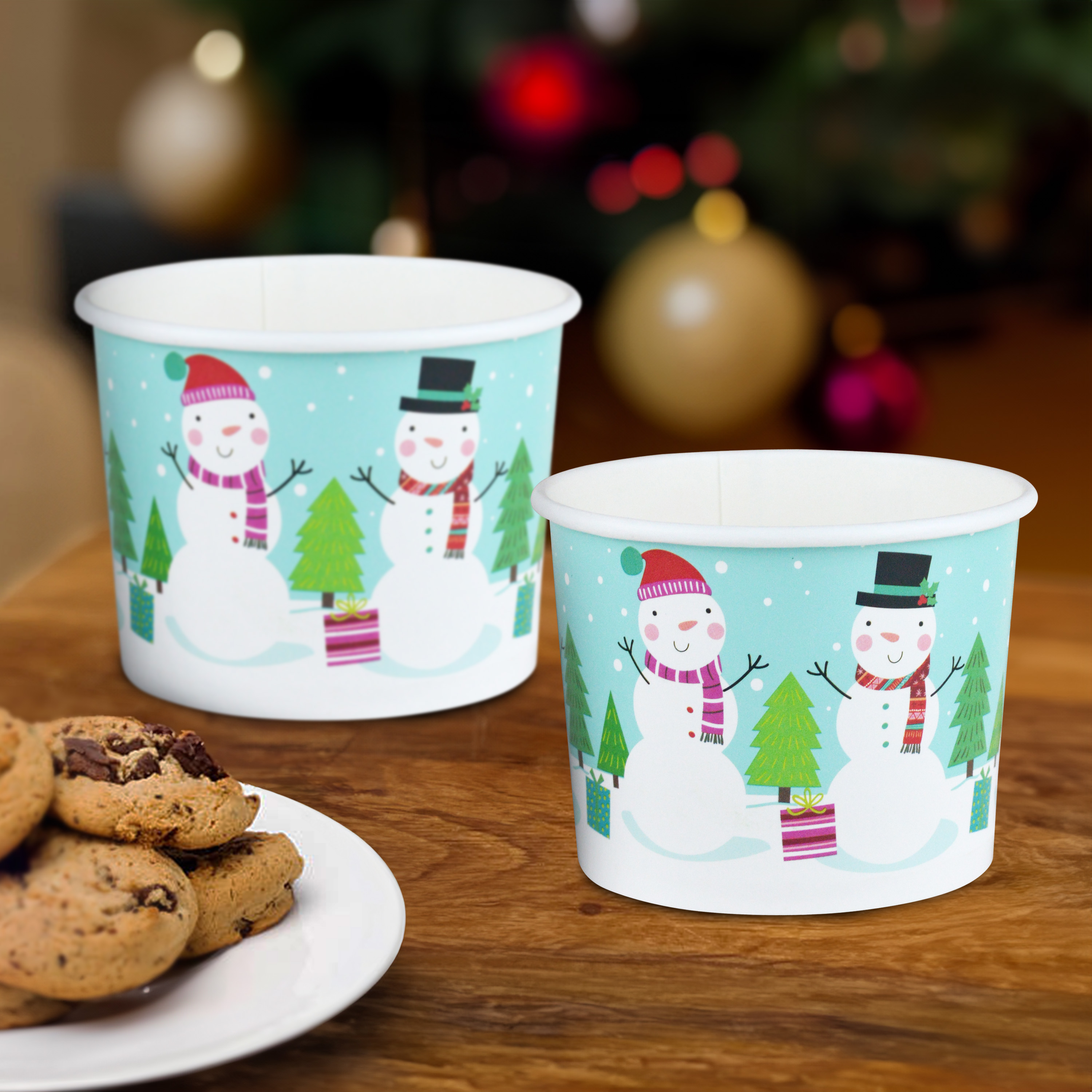 3.375 in Dia (Top), 2.625 in H, 9 Ounces Capacity, 6 Pieces Multicolor Disposable Paper Treat Cup, Christmas, Paper Partyware, Holiday Time