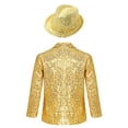 thumbnail image 2 of Doomiva Kids Boys Lapel Collar Blazer Jacket Coat Tuxedo Formal Wedding Party Costume with Hat Gold 8, 2 of 7