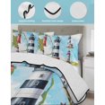 thumbnail image 4 of Quilts Queen Size, Lighthouse Soft Comforter Bedding Set for Bed, Red Black Summer Oil Painting Ocean Beach Lightweight Quilted Bedspread with Pillow Cover(2 Pieces) for All Season, 90x96 Inch, 4 of 6