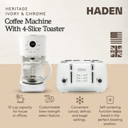 Haden Heritage 4 Slice Wide Slot Toaster & Coffee Maker, Ivory & Chrome