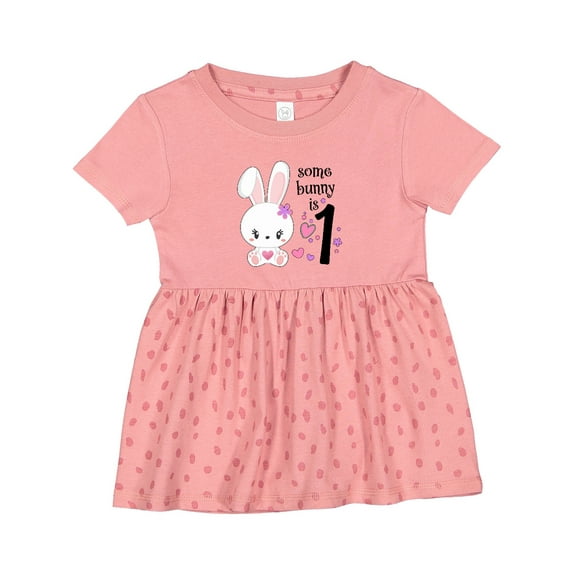 Inktastic Somebunny is One First Birthday Bunny Girls Baby Dress