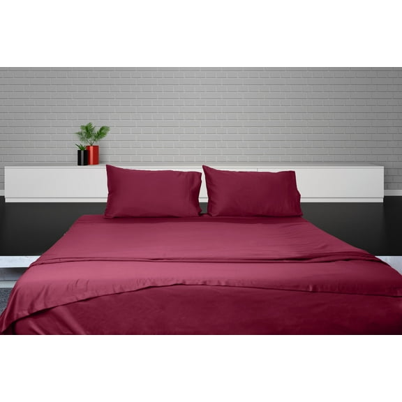 Egyptian Cotton Sheet Set | Sheet Set Twin XL Size | 4 Piece Sheet Set | Bed Sheet Set | Wrinkle & Fade Resistant | Burgundy Sheet Set | 600 TC 15 Inch Dp Comfy Bedding Set !!