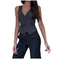 thumbnail image 4 of Hvot&aat Women's Sexy Deep V Neck Vest Elegant Tie Waist Sleeveless Blazers Business Casual Button Up Work Office Suit Tops, 4 of 7