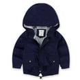 thumbnail image 2 of Atogsazn Children's Girls Cotton Jackets Kids Zip Up Long Sleeve Hooded Coat Windbreaker Clothes Fahsion A-Navy 7-8 Years, 2 of 9