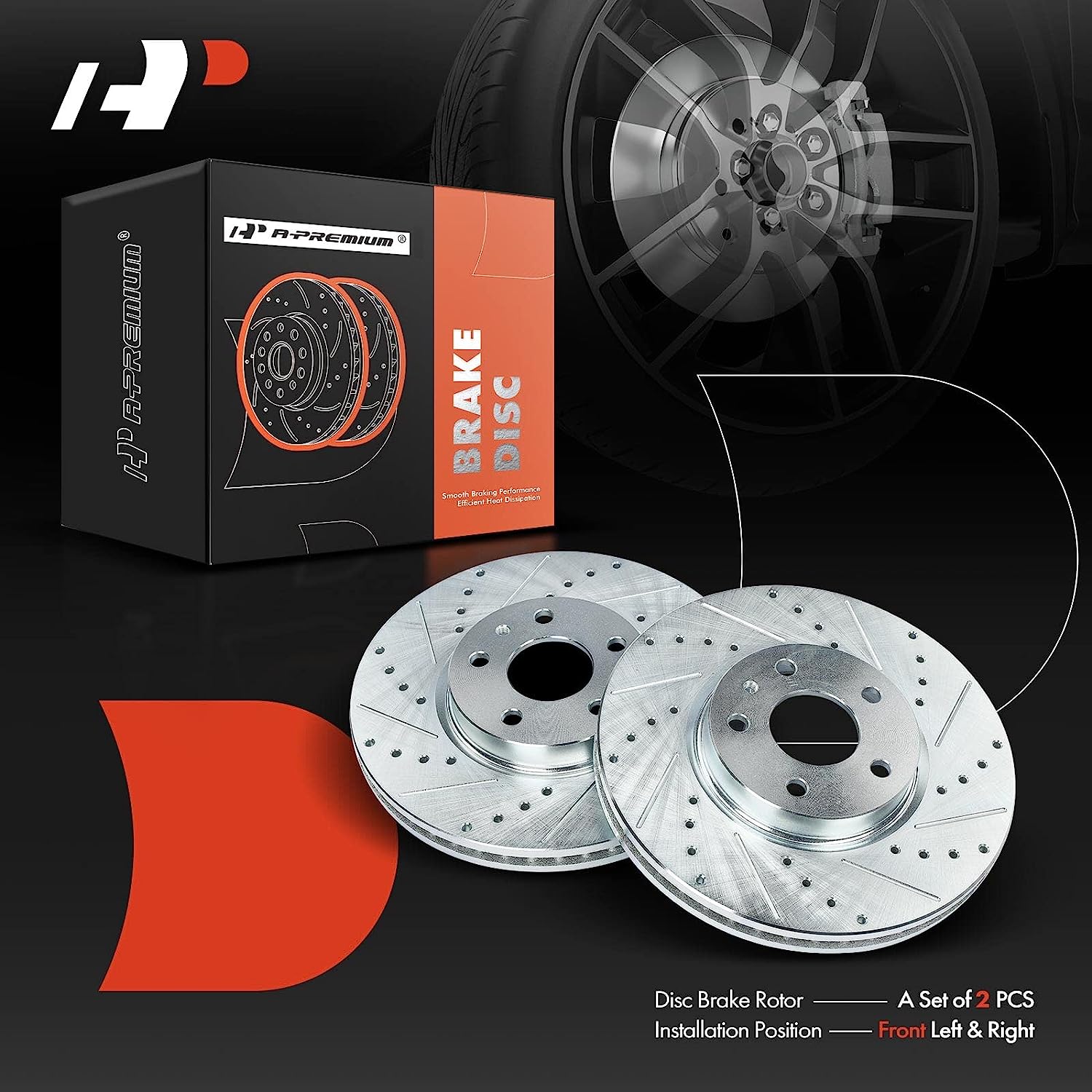 A-Premium 11.81インチ (300mm) フロントドリルおよびスロット付きディスクブレーキローター + セラミックパッドキット マツダの一部のモデルに対応 並行輸入品 : A-Premium 11.81 inch (300mm) Front Vented Disc Brake