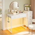 thumbnail image 2 of Pinmoco Writing Desk with 2 Fabric Drawers& Hanging Hook, 32 Inch Computer Desk Study Table Vanity Desk for Small Spaces, Home Office, White, 2 of 8