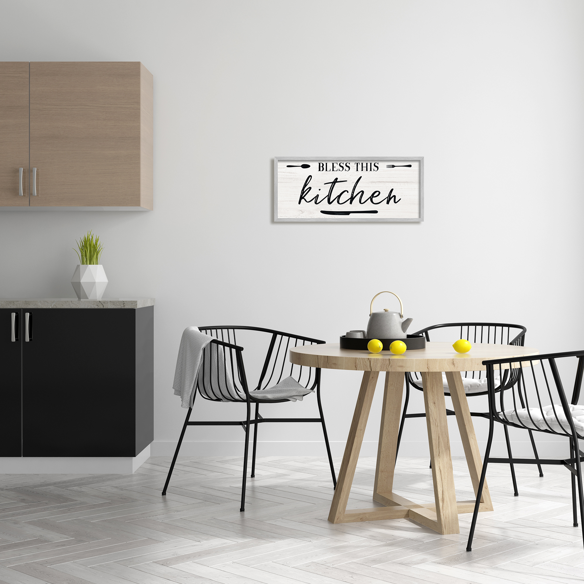 Stupell Indtries Bless This Kitchen Phrase Minimal Typography Fork Knife,24 x 10,Design by Natalie Carpentieri