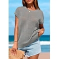 thumbnail image 4 of Top Prettygarden - Jersey de ganchillo para mujer, primavera-verano, color gris, 4 of 8