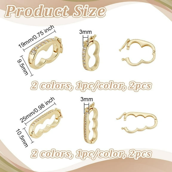 1box 4pcs 4 styles Brass Enhancer Shortener Clasps 19mm/25mm Necklace Shortener Clasp Cubic Zirconia Connector Click Enhancer Pearl Clasps for 6mm Pearl Bead Necklace Jewelry