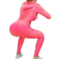 thumbnail image 3 of MixMatchy Women's Solid Scrunch Butt Lift Zip Up Crop Jacket Work Out Yoga Leggings Set Outfit, 3 of 5