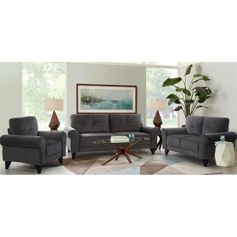 Black & White US Pride Furniture Wanda Modern Bonded Leather Sofa Set 