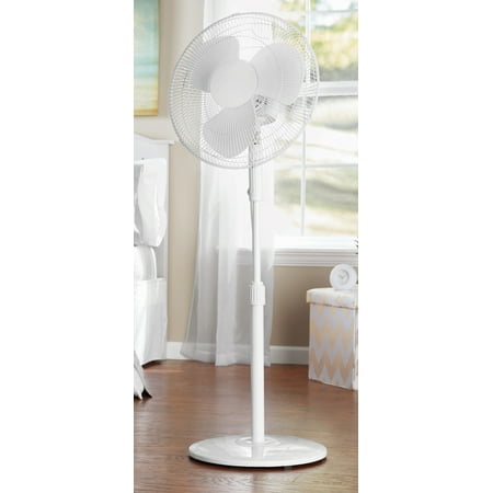Mainstays 16" 3-Speed White Oscillating Pedestal Fan