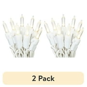 (2 pack) Mainstays 100-Count Warm White LED Outdoor String Lights, White Wire