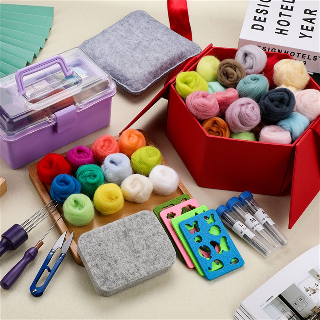 Needle Felting Tool Wool Roving Set Needle Felting Set with Felting Tool