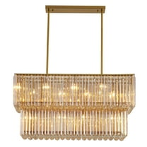 Bethel International Chandelier  Satin Brass Metal & Crystal