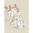 thumbnail image 3 of Suealasg Toddler Baby Girls 2Pcs Summer Outfits 6M 1T 2T 3T Kids Girls Beach Clothes Set Sleeveless Spaghetti Straps Coral Print Camisole Tops Elastic Waist Shorts Set 0-3 Years, 3 of 9